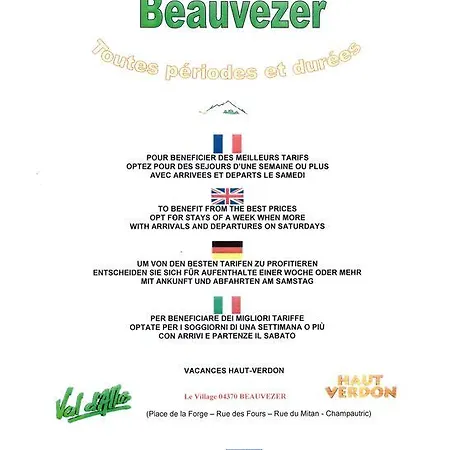 Vacances Haut-verdon Beauvezer